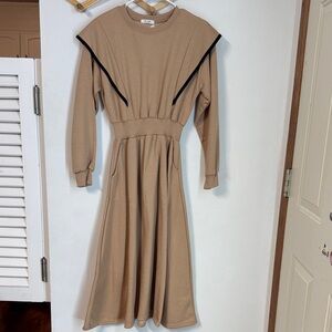 Love Tan Maxi Dress with Black Accents